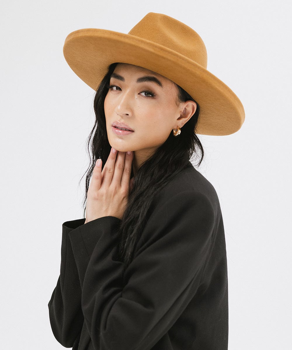 Gigi Pip felt hats for women - Maude Pencil Brim - curved crown with a stiff, wide brim with pencil rolled up edge [cinnamon]