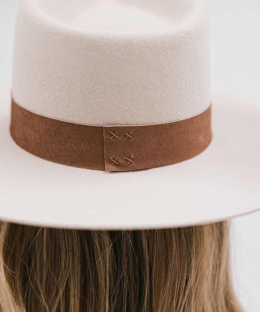 Gigi Pip felt hats for women - Miller Fedora - teardrop fedora with tall front crown and a structured flat brim [ivory]