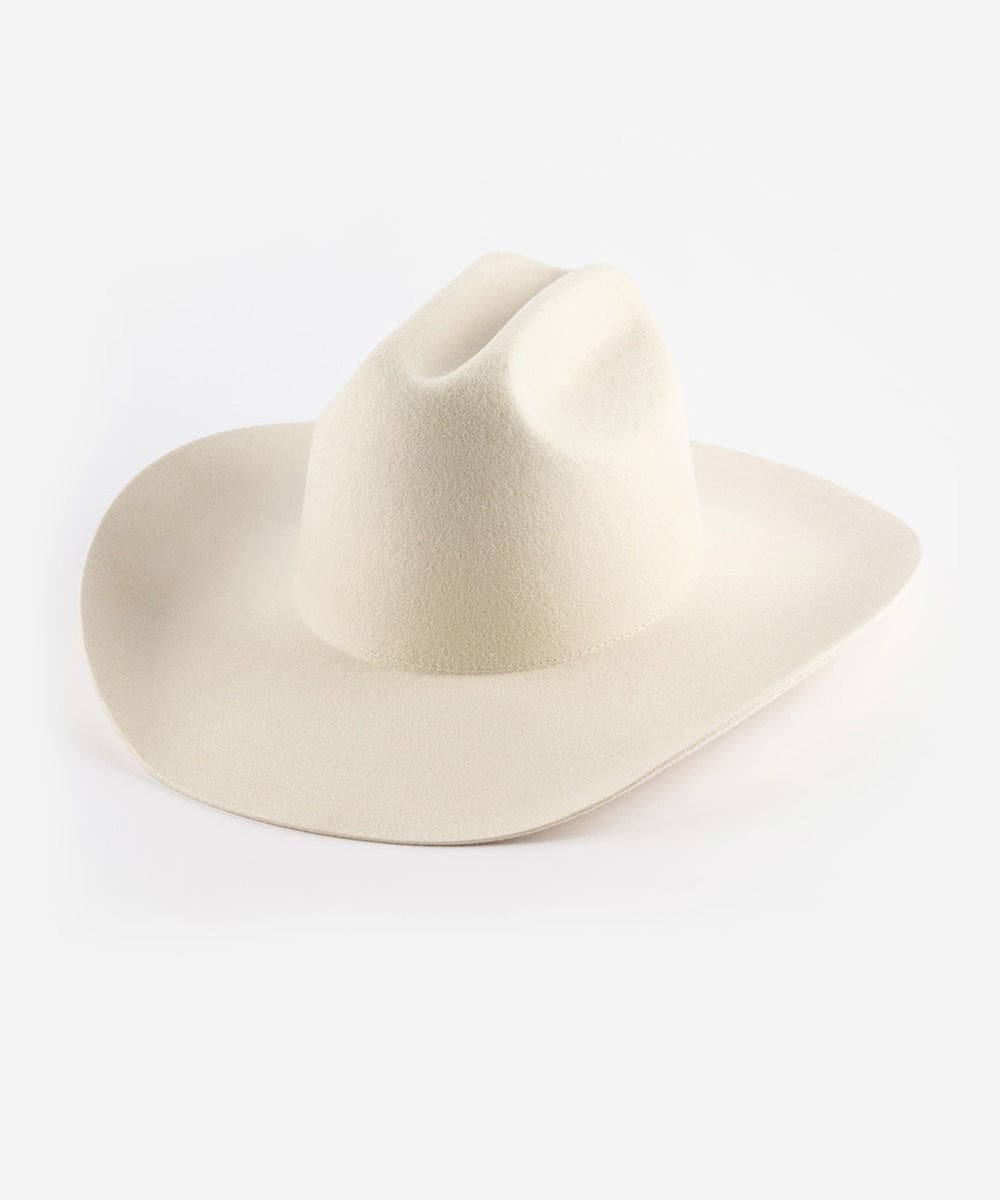 Gigi Pip felt hats for women - Teddy Cattleman - 100% australian wool classic cattleman crown with a wide upturned brim [off white]