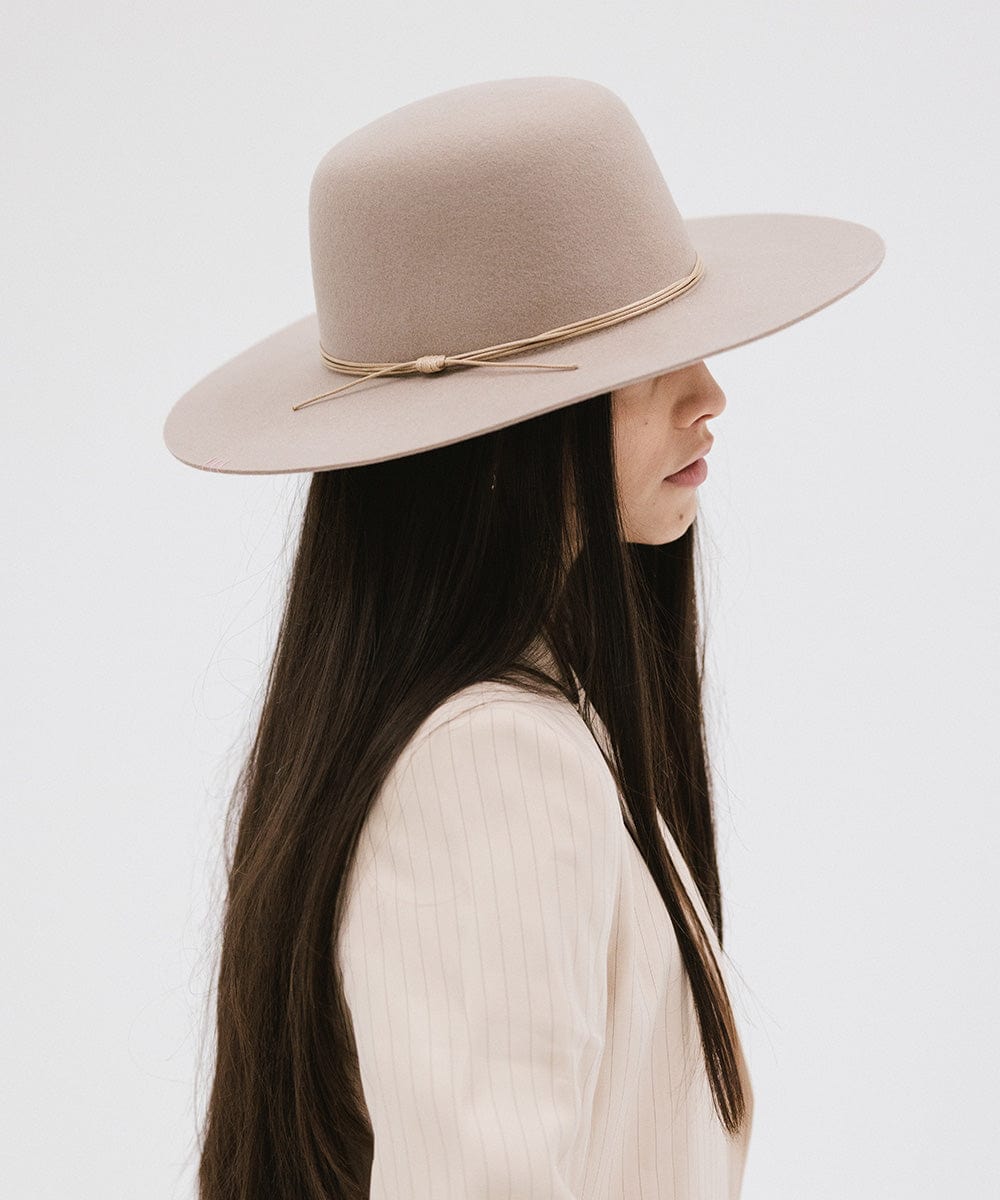 Gigi Pip felt hats for women - Rue Open Crown - classic open crown with a structured semi-wide brim [sand]