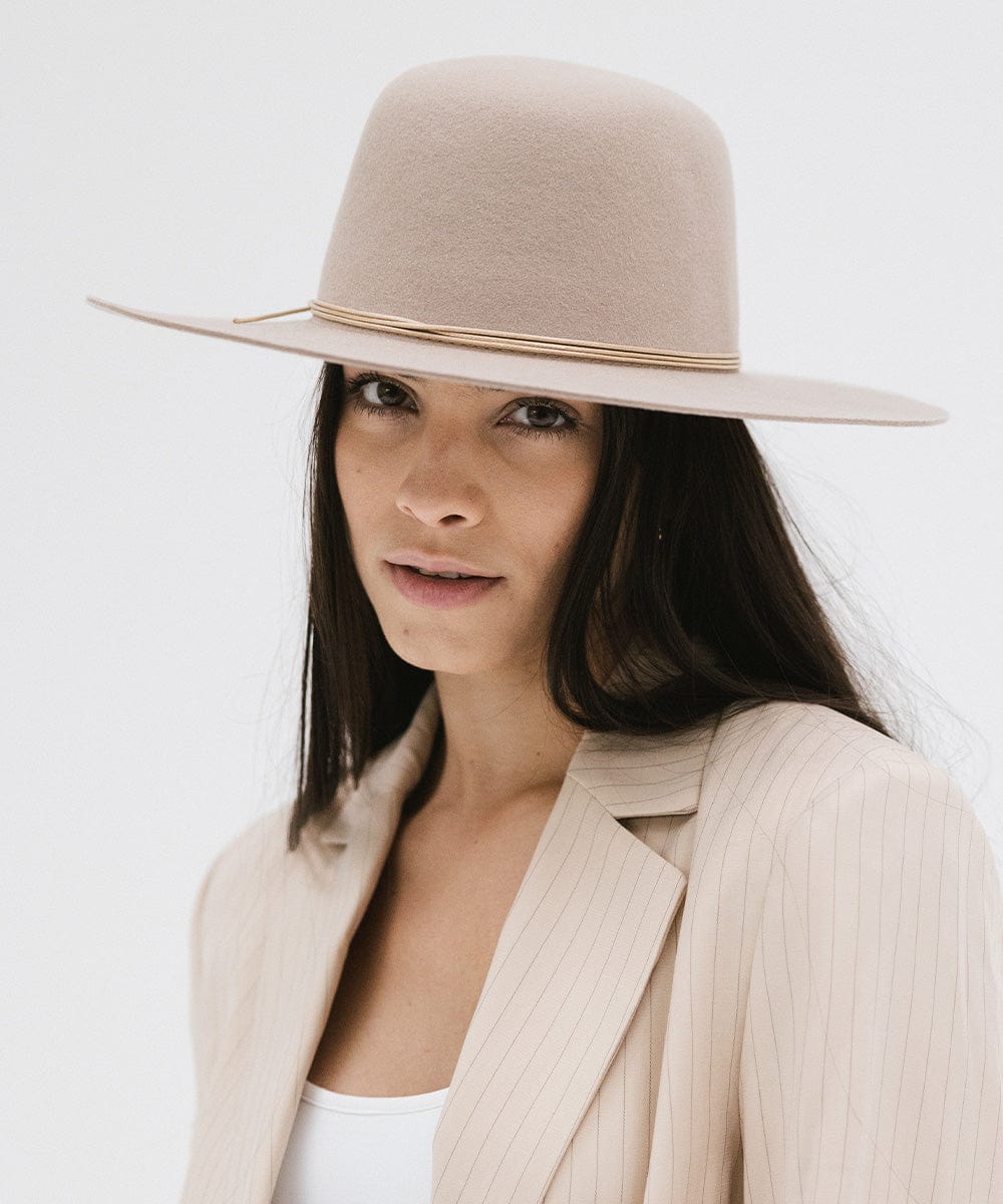 Gigi Pip felt hats for women - Rue Open Crown - classic open crown with a structured semi-wide brim [sand]