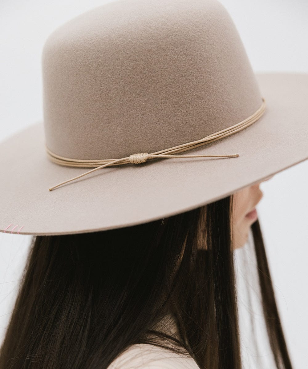 Gigi Pip felt hats for women - Rue Open Crown - classic open crown with a structured semi-wide brim [sand]