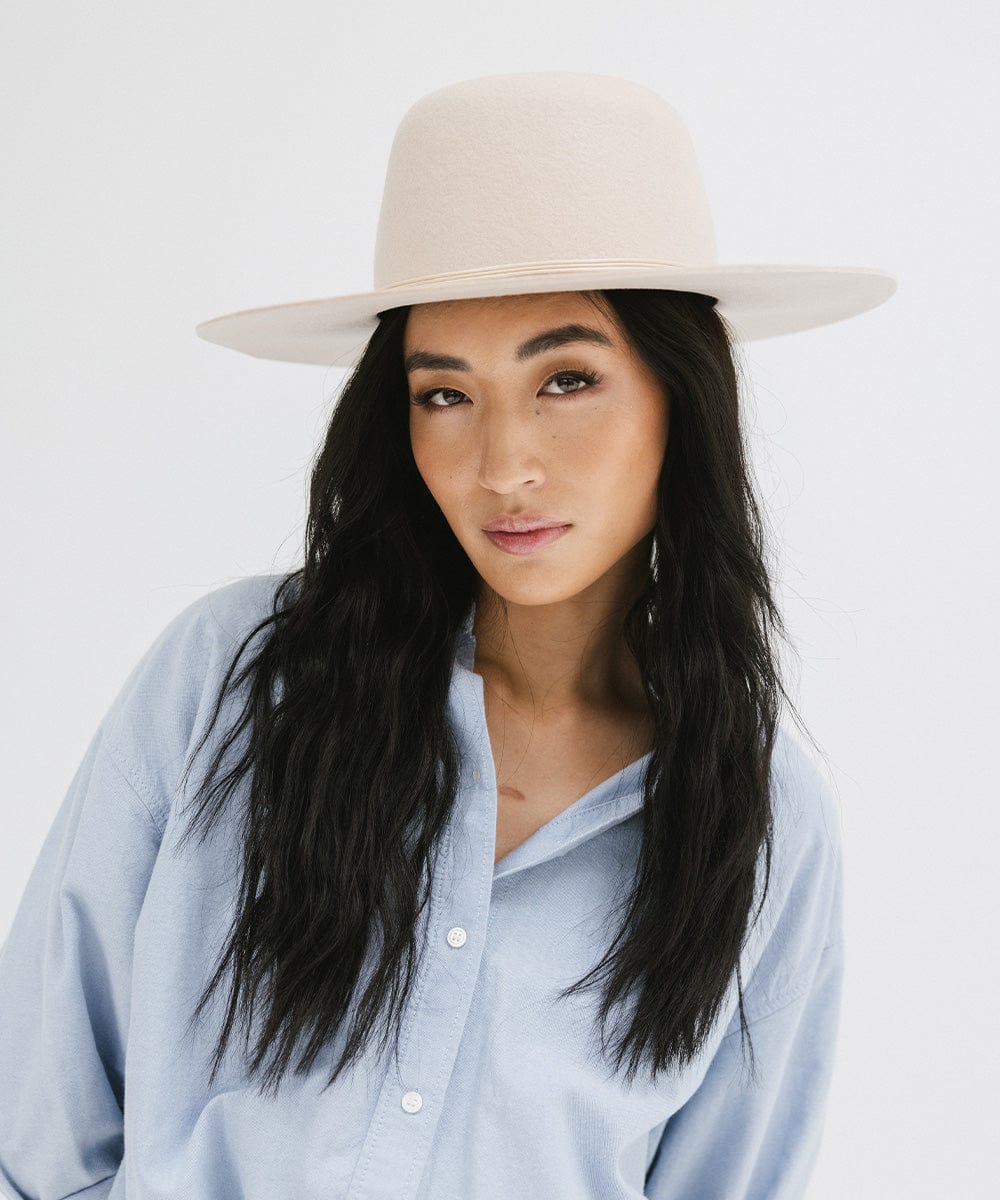 Gigi Pip felt hats for women - Rue Open Crown - classic open crown with a structured semi-wide brim [cream]