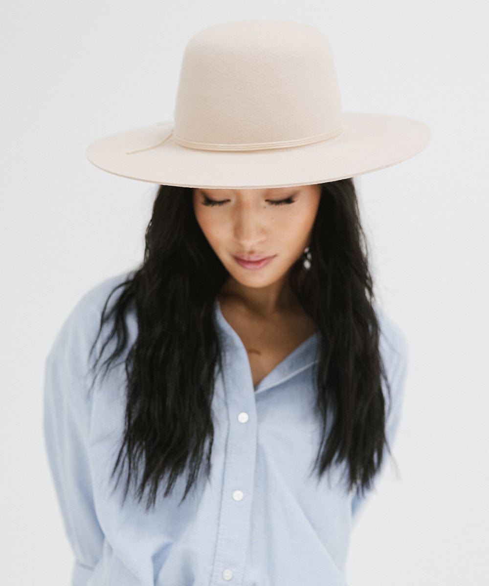 Gigi Pip felt hats for women - Rue Open Crown - classic open crown with a structured semi-wide brim [cream]