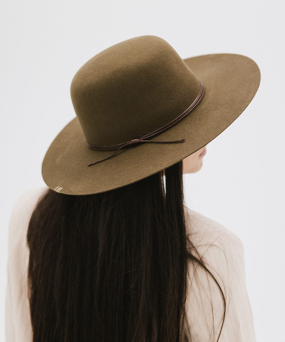 Gigi Pip felt hats for women - Rue Open Crown - classic open crown with a structured semi-wide brim [olive]