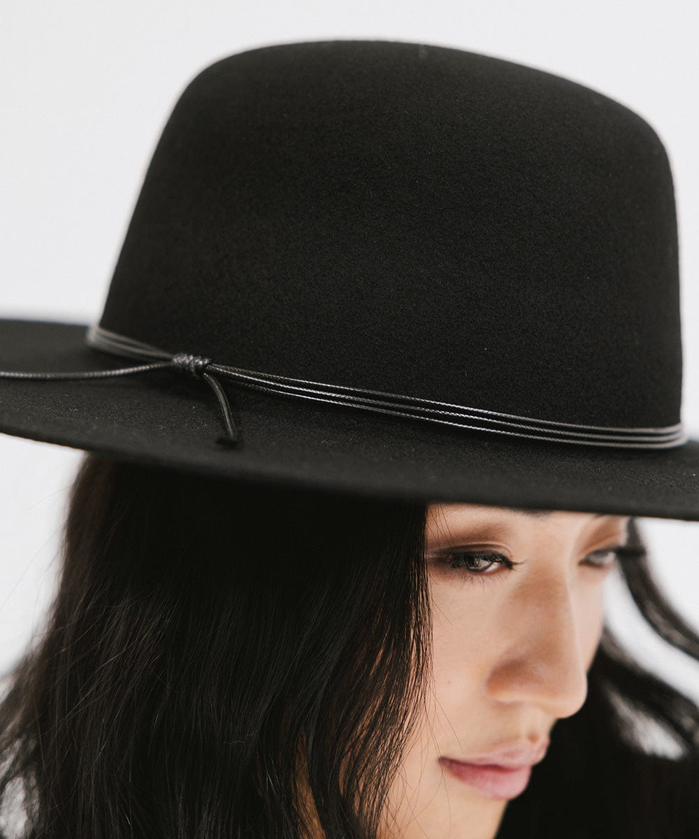 Gigi Pip felt hats for women - Rue Open Crown - classic open crown with a structured semi-wide brim [black]