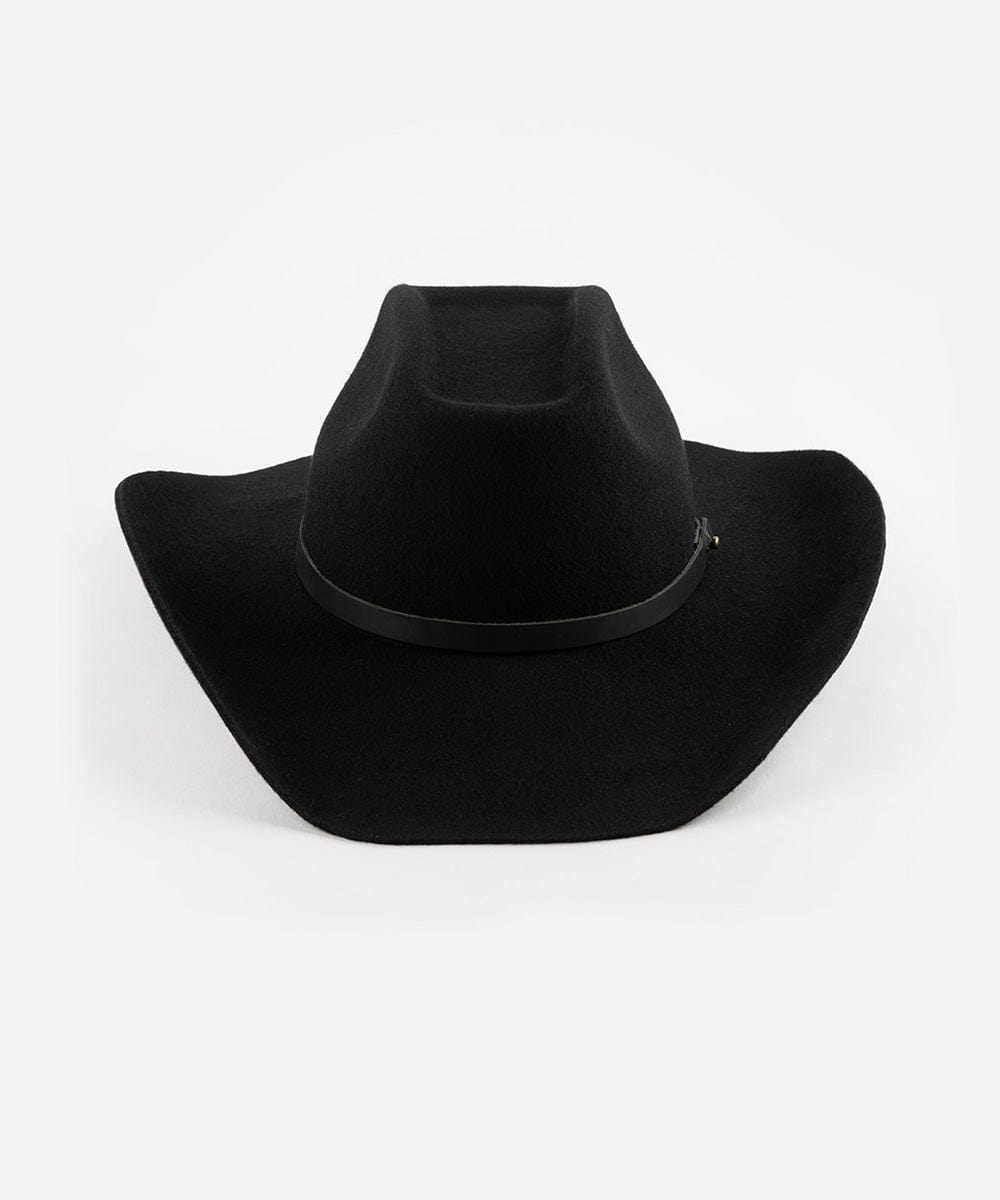 Shane Brick Top Western Hat For Women - Gigi Pip Women's Felt Hats - tall classic brick top western cowboy hat featuring an attached tonal buckle band [black]