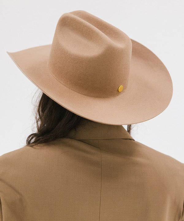 Gigi Pip felt hats for women - Teddy Cattleman - 100% australian wool classic cattleman crown with a wide upturned brim [brown]