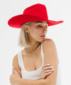 Gigi Pip felt hats for women - Teddy Cattleman - 100% australian wool classic cattleman crown with a wide upturned brim [cherry red]