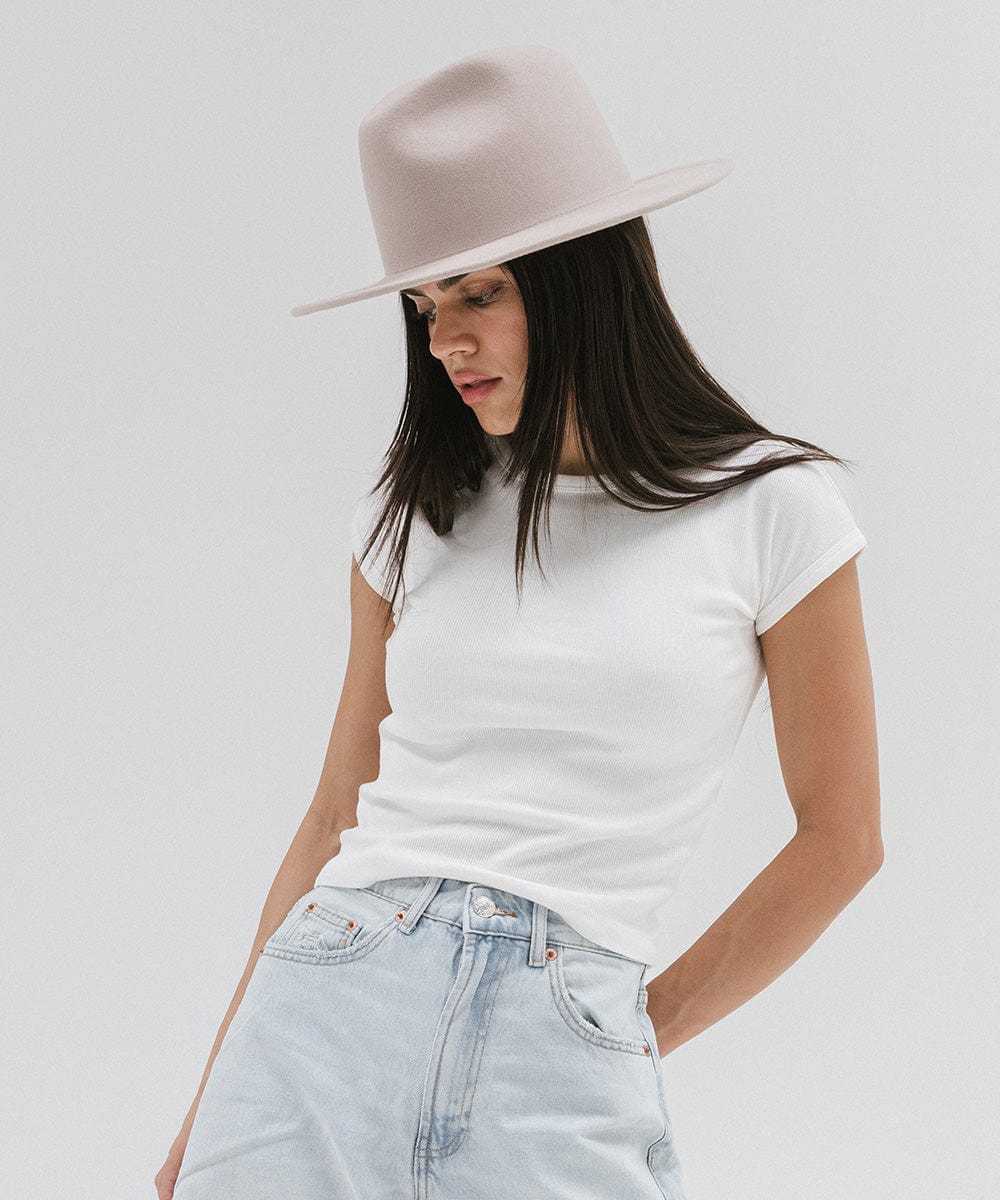 Gigi Pip felt hats for women - Wes Fedora - classic tall fedora crown with a stiff, flat brim [ivory]