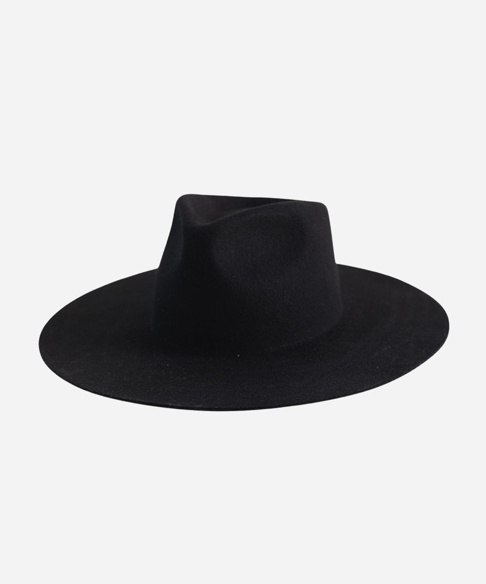 Wesley Western Flat Brim - Gigi Pip Womens Felt Hats - wide flat brim western felt fedora hat for women [black]