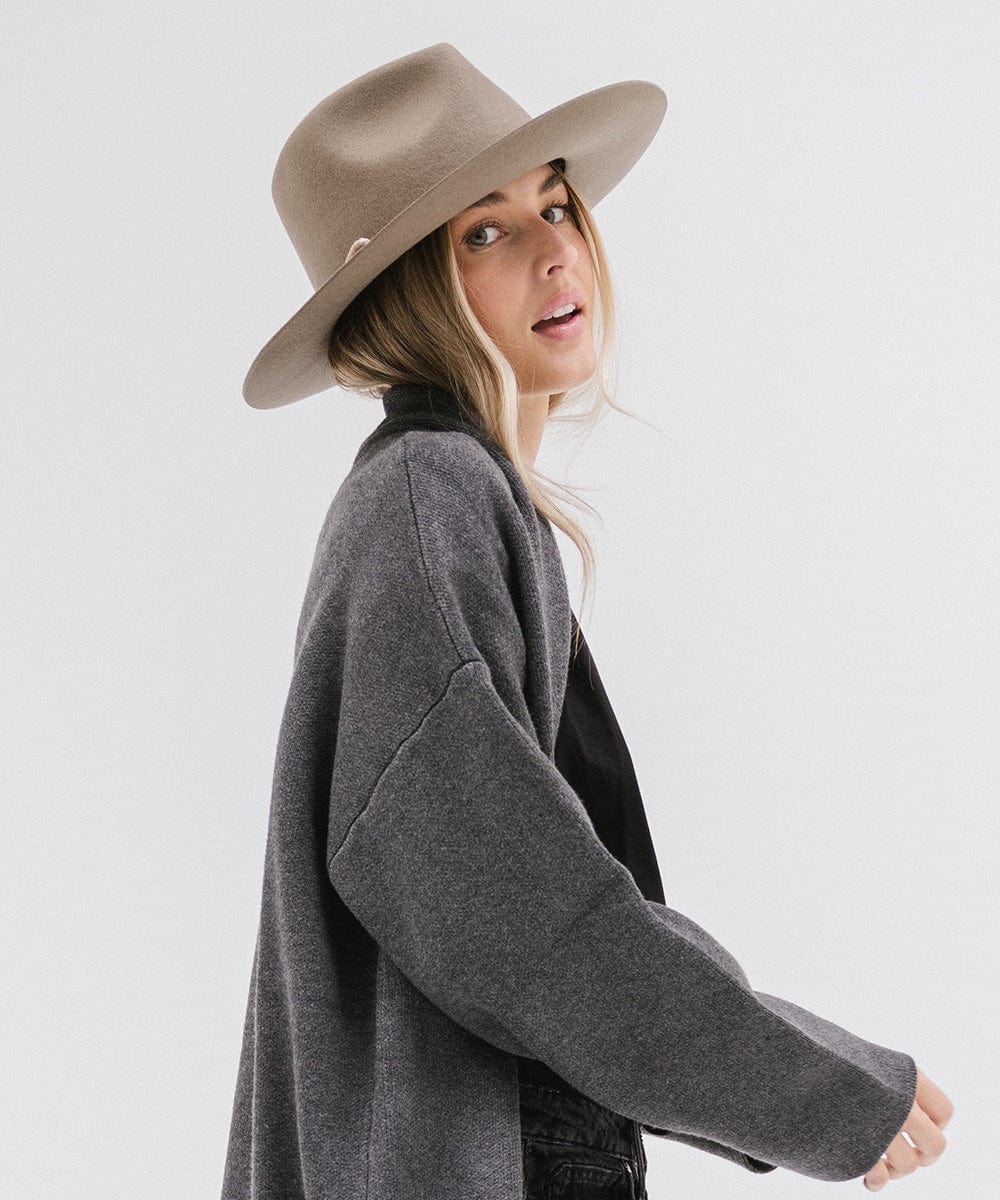 Gigi Pip felt hats for women - Zephyr Rancher - fedora teardrop crown with a stiff upturned brim [sage]