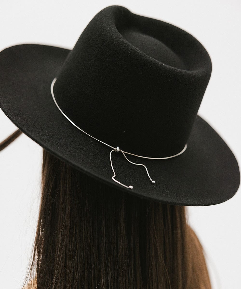 Gigi Pip felt hats for women - Zephyr Rancher - fedora teardrop crown with a stiff upturned brim [black]