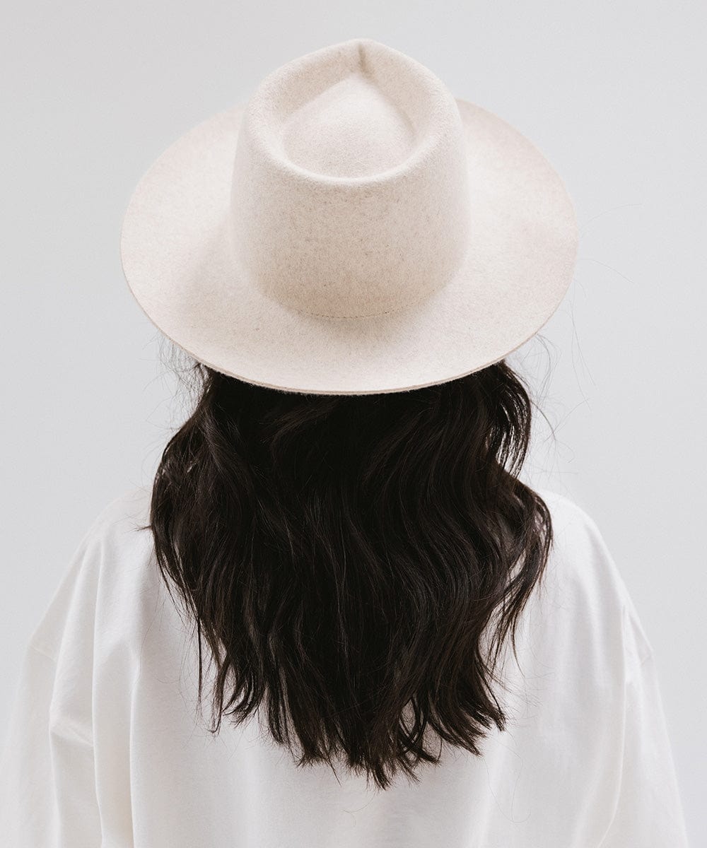 Gigi Pip felt hats for women - Zephyr Rancher - fedora teardrop crown with a stiff upturned brim [mix ivory]