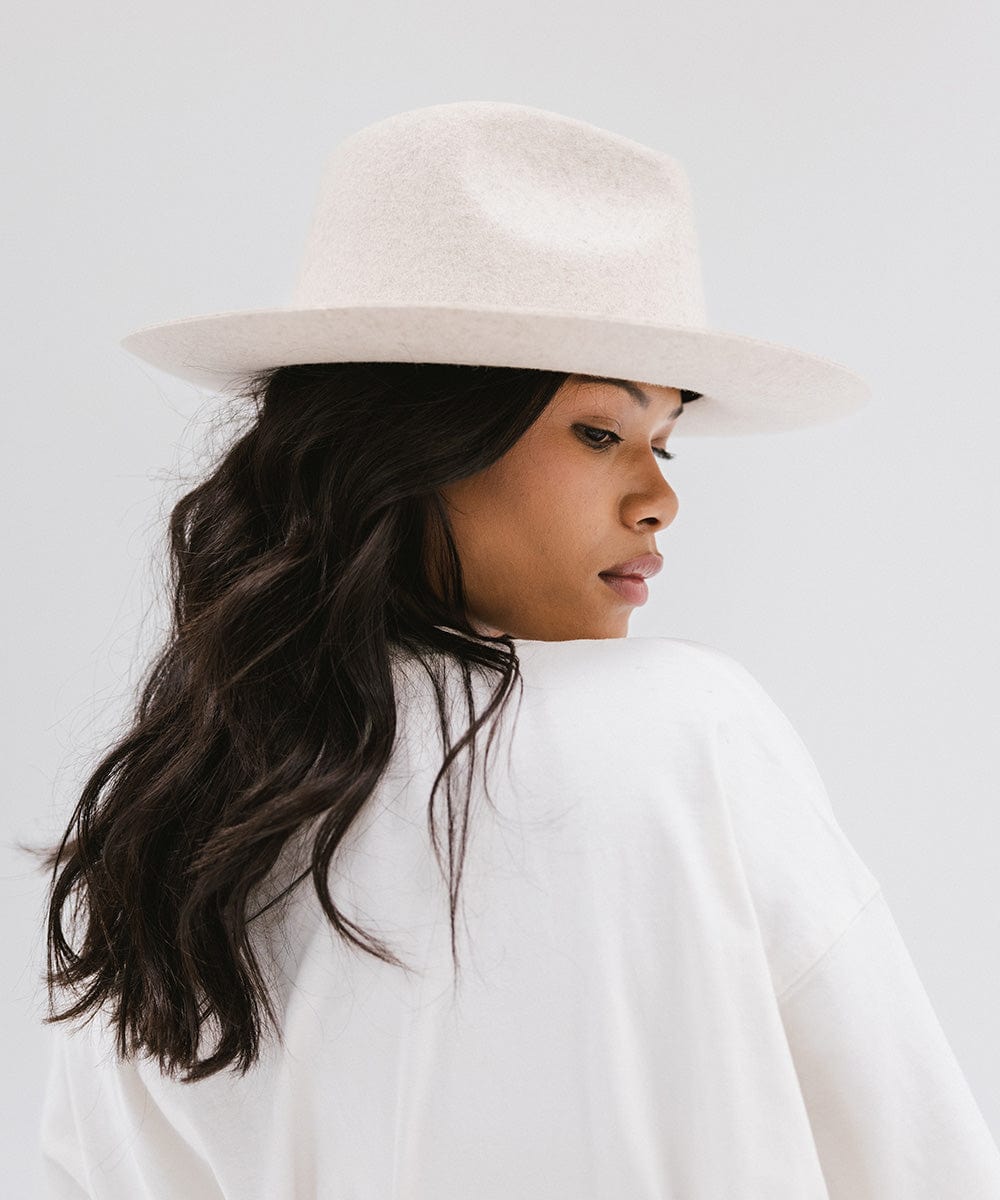 Gigi Pip felt hats for women - Zephyr Rancher - fedora teardrop crown with a stiff upturned brim [mix ivory]