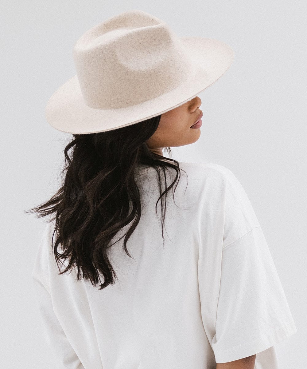 Gigi Pip felt hats for women - Zephyr Rancher - fedora teardrop crown with a stiff upturned brim [mix ivory]