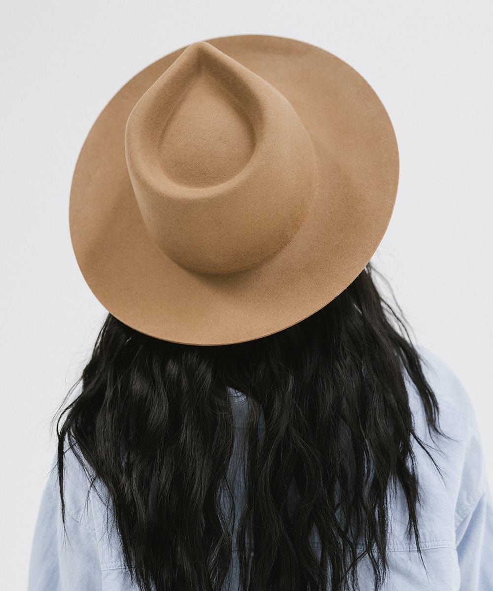 Gigi Pip felt hats for women - Zephyr Rancher - fedora teardrop crown with a stiff upturned brim [brown]