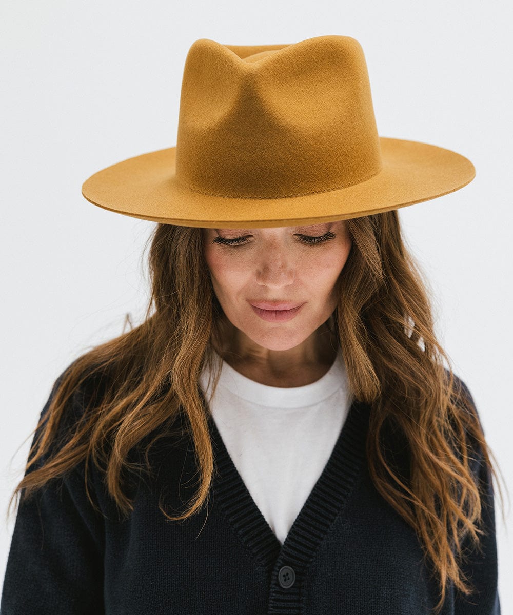 Gigi Pip felt hats for women - Zephyr Rancher - fedora teardrop crown with a stiff upturned brim [cinnamon]