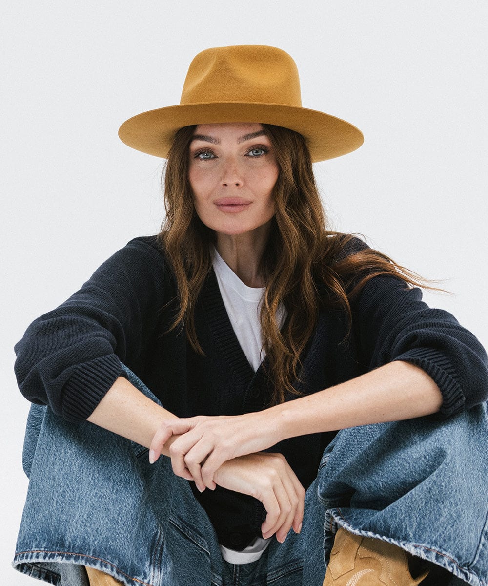 Gigi Pip felt hats for women - Zephyr Rancher - fedora teardrop crown with a stiff upturned brim [cinnamon]