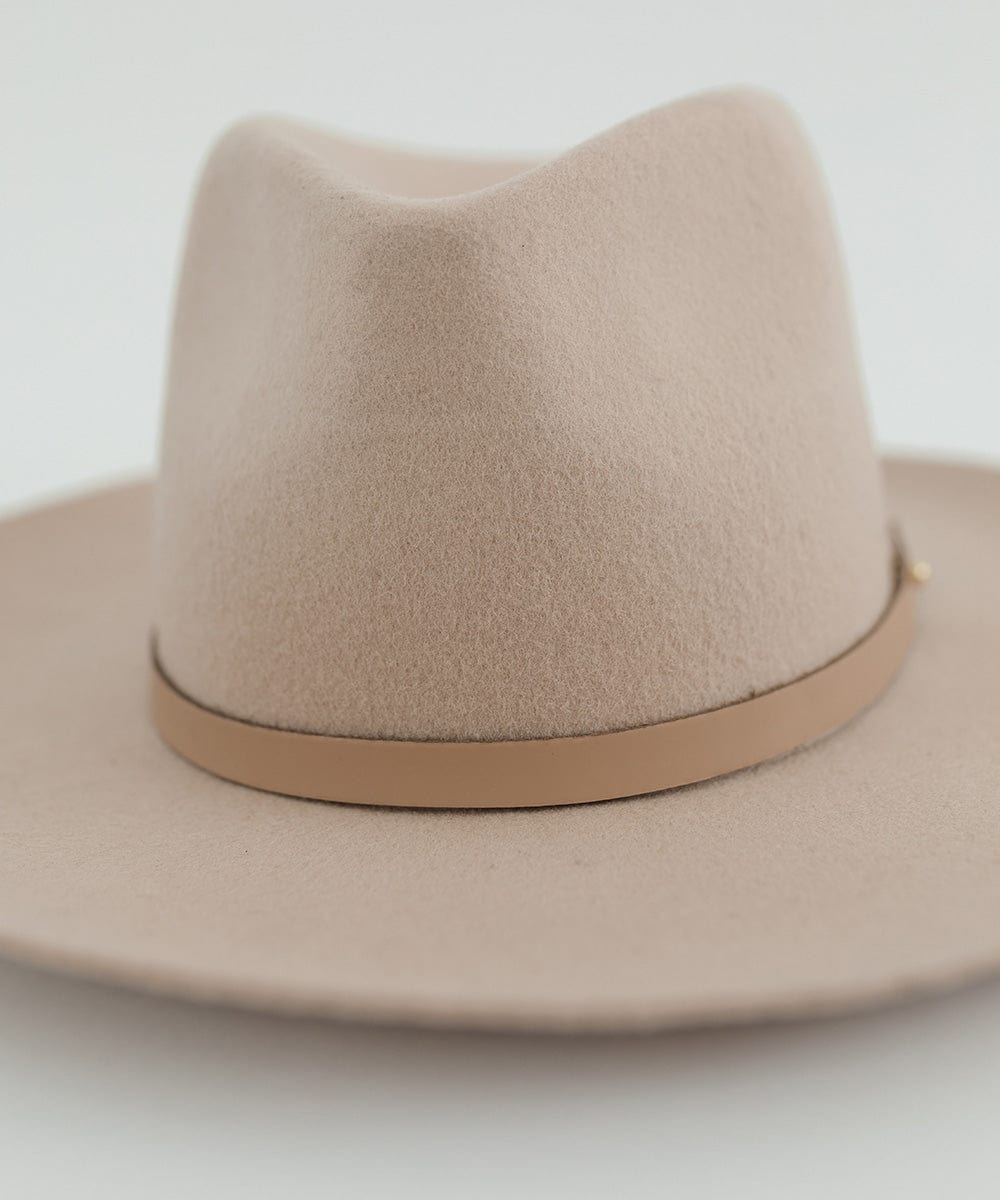 Gigi Pip hat bands + trims for womens hats - 100% genuine leather thin hat band featuring a metal pin enclosure + Gigi Pip embossed [tan]