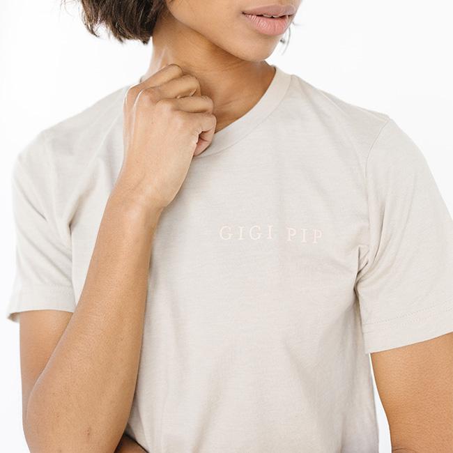 Gigi Pip apparel for women - Gigi Pip Tee - 100% Cotton Gigi Pip branded t-shirt for women [sand]