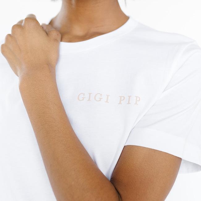 Gigi Pip apparel for women - Gigi Pip Tee - 100% Cotton Gigi Pip branded t-shirt for women [white]