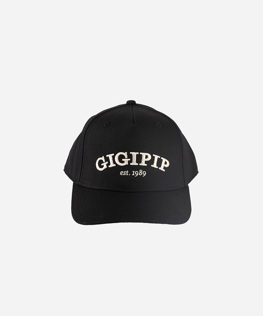 Gigi Pip trucker hats for women - Gigi Pip Canvas Trucker Hat - 100% Cotton Canvas w/ cotton sweatband + reinforced from panel with 100% polyester mesh trucker hats with gigi pip embroidered on the front panel with an adjustable velcro bag [black]