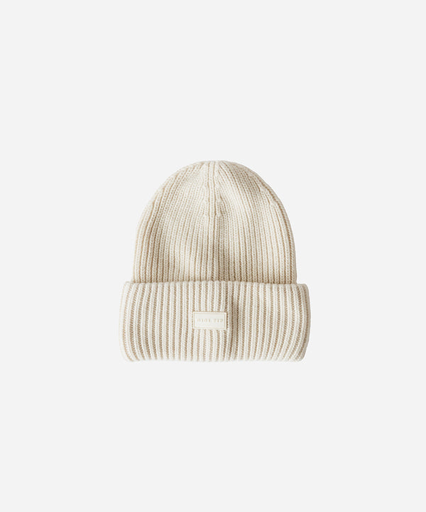 Gigi Pip beanies for women - Gigi Merino Wool Beanie - 100% merino wool double fold beanie featuring a Gigi Pip branded silicone patch on the front fold [off white]
