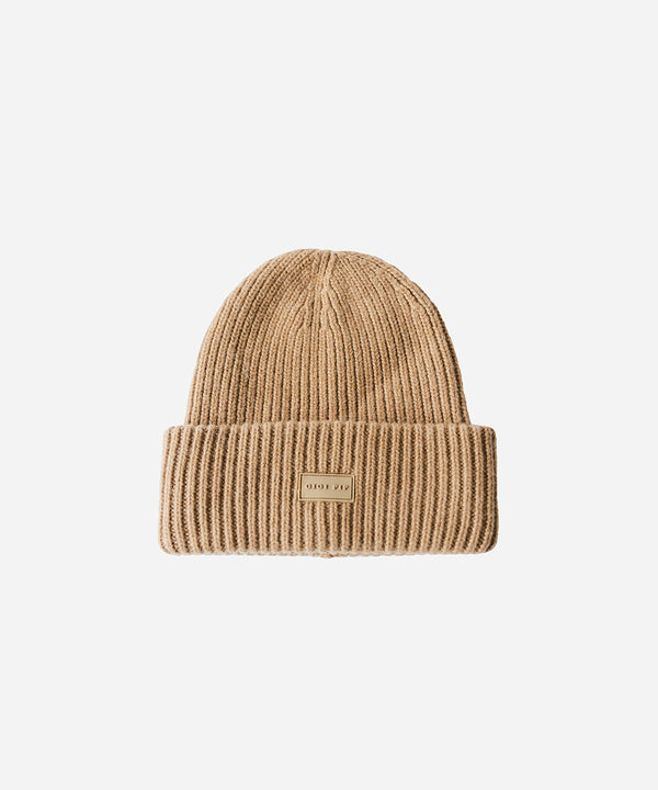 Gigi Pip beanies for women - Gigi Merino Wool Beanie - 100% merino wool double fold beanie featuring a Gigi Pip branded silicone patch on the front fold [brown]