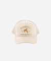 Gigi Pip trucker hats for women - Gigi Rodeo Foam Trucker Hat - 100% polyester foam + mesh trucker hat with a curved brim featuring the words "gigi rodeo" in a contrasting color as a design across the front panel [cream]