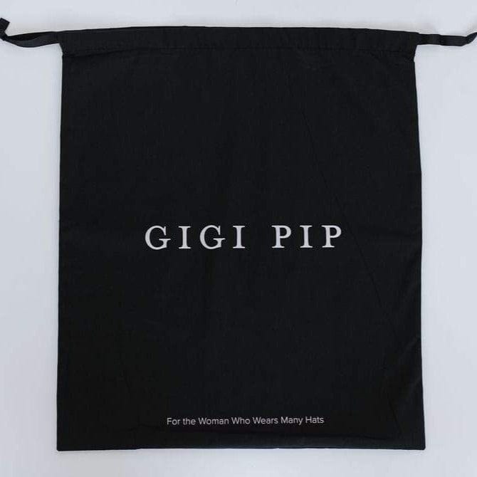 Gigi Pip hat care products - Hat Keepsake Bag - cotton drawstring duster bag for hat storage, featuring the Gigi Pip brand [black]