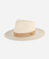 Gigi Pip felt hats for women - Holly Rancher - teardrop fedora with a semi-tall crown and mid-length upturned brim, featuring a hand-sewn suede band [off white]