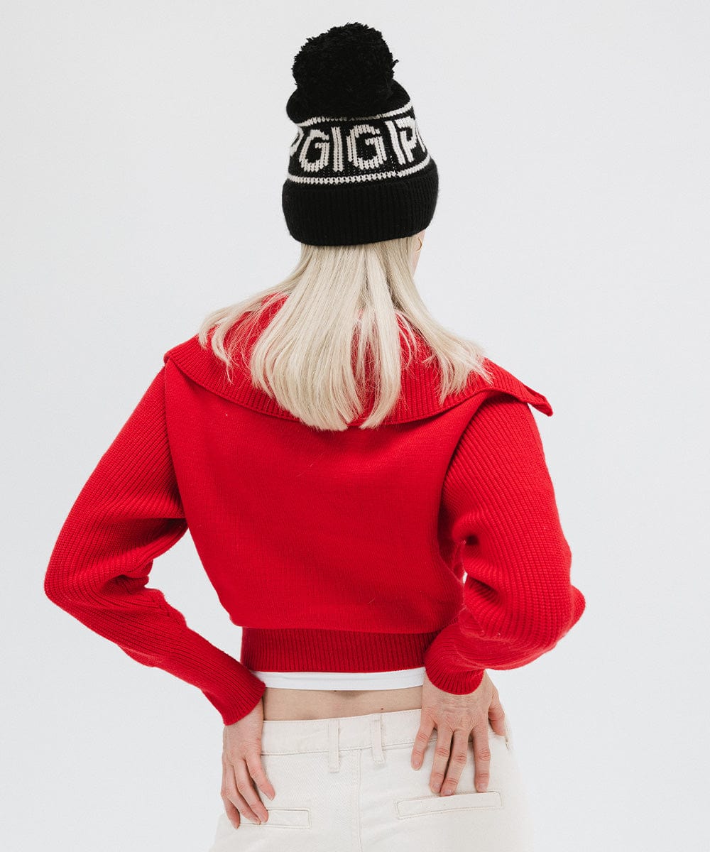 Gigi Pip beanies for women - Jane Retro Pom Beanie - retro inspired pom beanie featuring a limited edition Gigi Pip retro holiday logo [black]