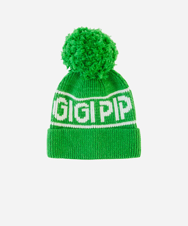 Gigi Pip beanies for women - Jane Retro Pom Beanie - retro inspired pom beanie featuring a limited edition Gigi Pip retro holiday logo [evergreen]