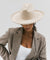 Gigi Pip felt hats for women - Jillian Pencil Brim - 100% australian wool fedora curved crown with a stiff, wide brim featuring a pencil rolled up edge + a GP branded pin on the back [off white]