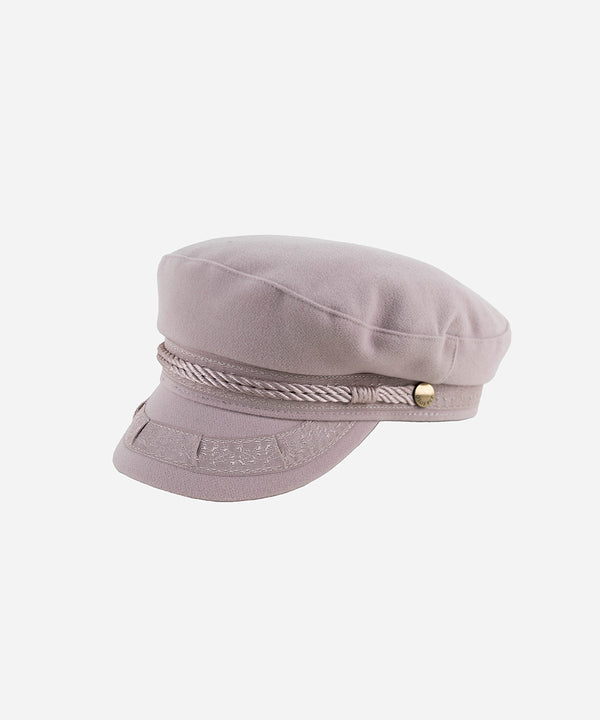 Gigi Pip caps for women - Lieutenant Cap - vintage inspired cap with an adjustable inner band, featuring a braided rope trim, a detailed grosgrain and brass button with the Gigi Pip logo [ivory]