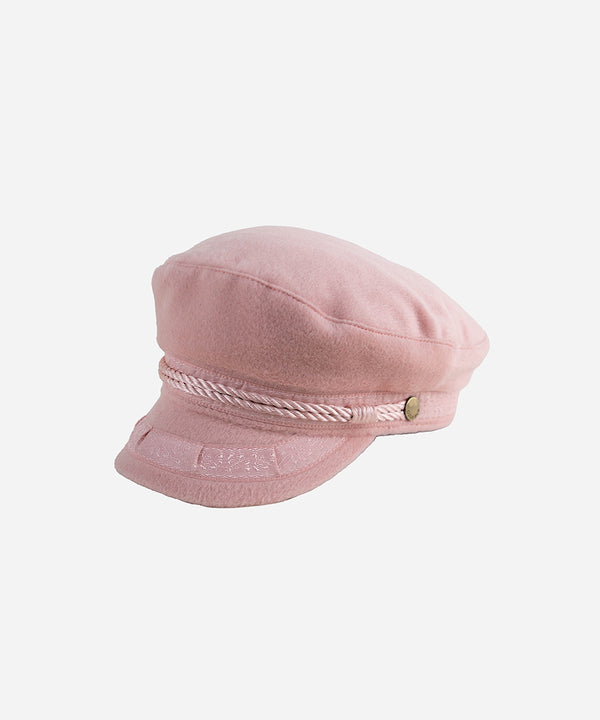 Gigi Pip caps for women - Lieutenant Cap - vintage inspired cap with an adjustable inner band, featuring a braided rope trim, a detailed grosgrain and brass button with the Gigi Pip logo [blush]