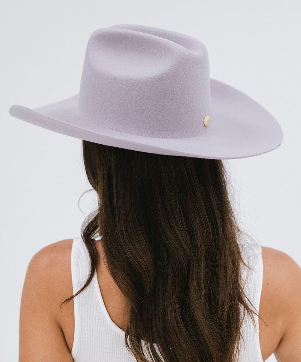 Gigi Pip limited edition felt hats for women - Teddy Cattleman in Lavender - 100% australian wool classic cattleman crown with a wide upturned brim in a limited edition lavender color [lavender]