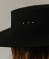 Gigi Pip felt hats for women - Linden Boater - telescope boater crown with a flat brim and three gold plated metal studs [black]