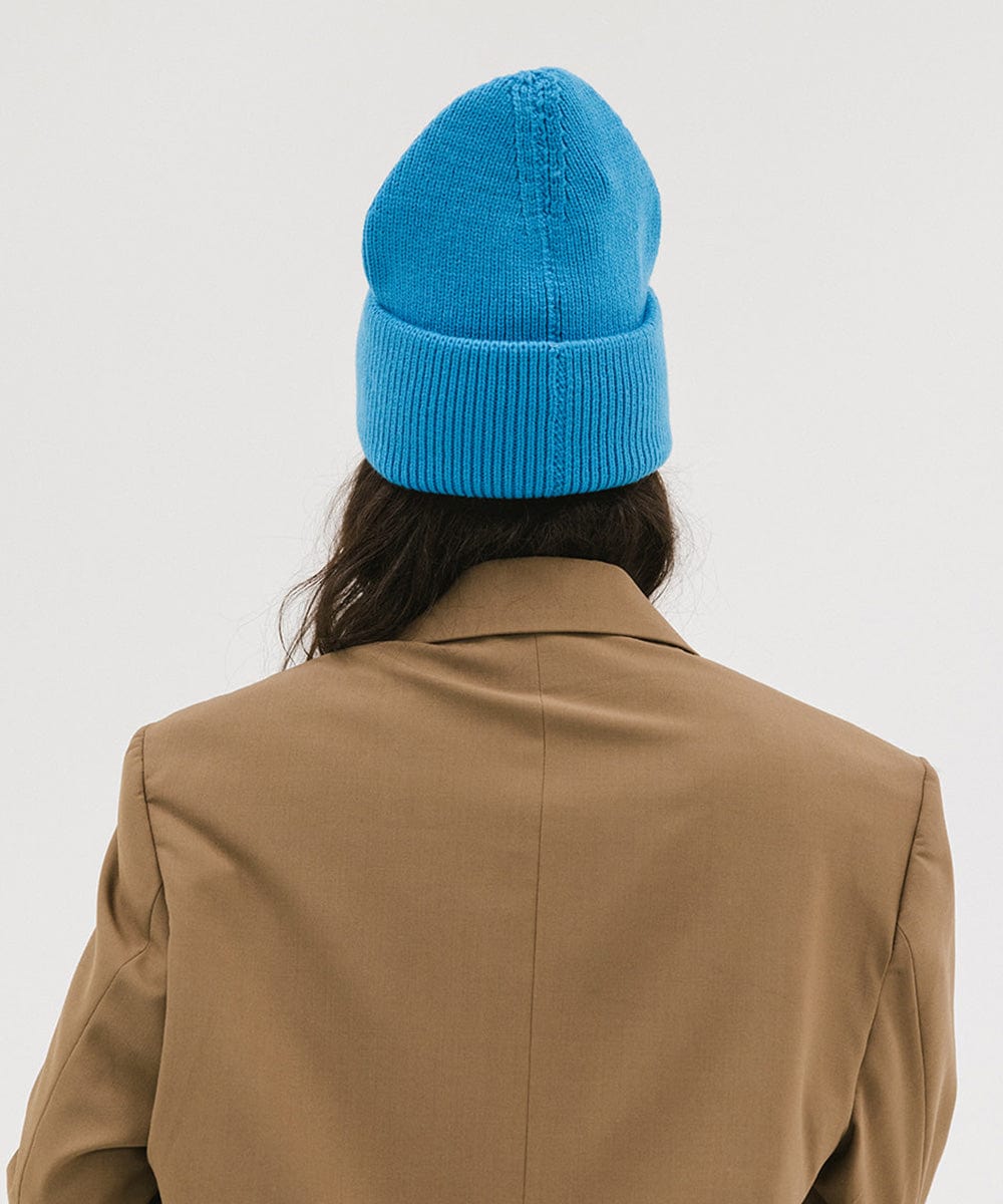 Gigi Pip beanies for women - Lou Knit Beanie - 100% Acrylic chunky oversized beanie featuring 4 neon color options with a tonal woven branded loop tag on the double fold [deja blue]