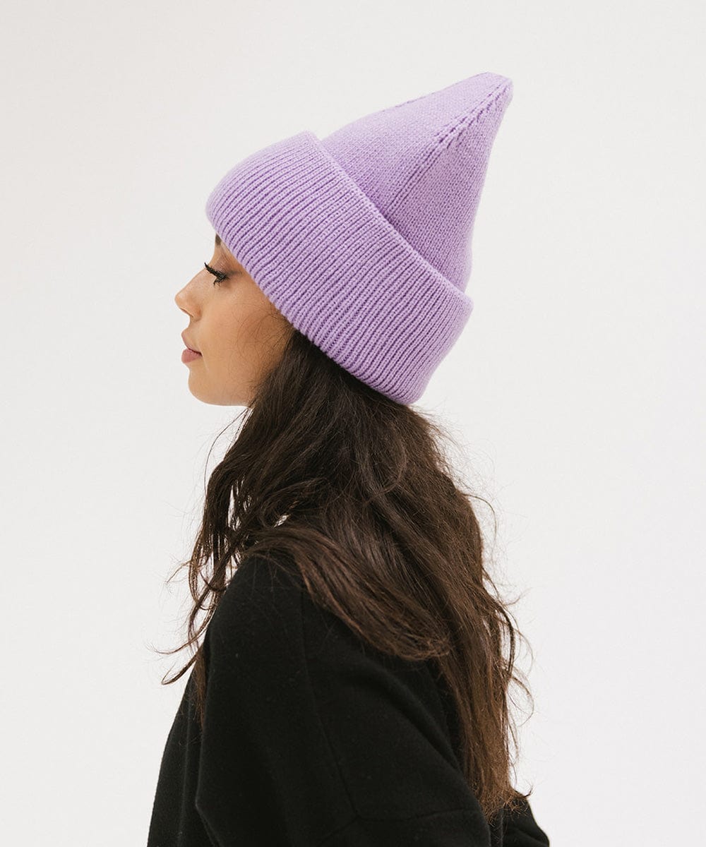 Gigi Pip beanies for women - Lou Knit Beanie - 100% Acrylic chunky oversized beanie featuring 4 neon color options with a tonal woven branded loop tag on the double fold [lavender]