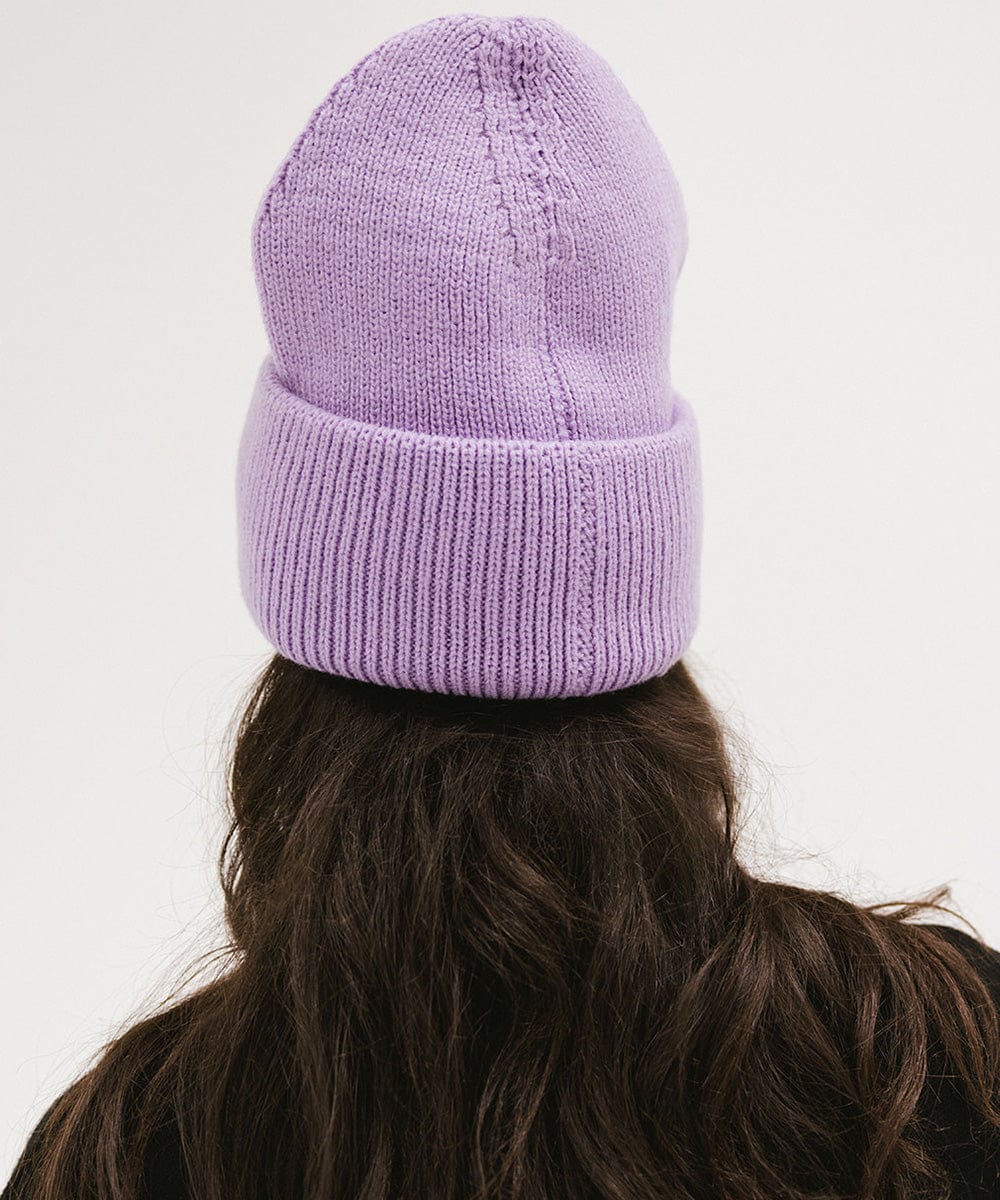 Gigi Pip beanies for women - Lou Knit Beanie - 100% Acrylic chunky oversized beanie featuring 4 neon color options with a tonal woven branded loop tag on the double fold [lavender]