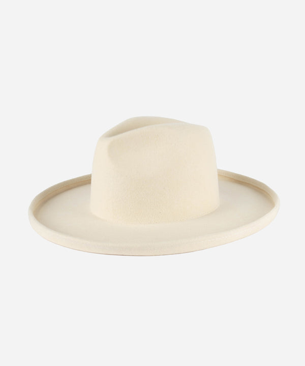 Gigi Pip felt hats for women - Maude Pencil Brim - curved crown with a stiff, wide brim with pencil rolled up edge [off white]