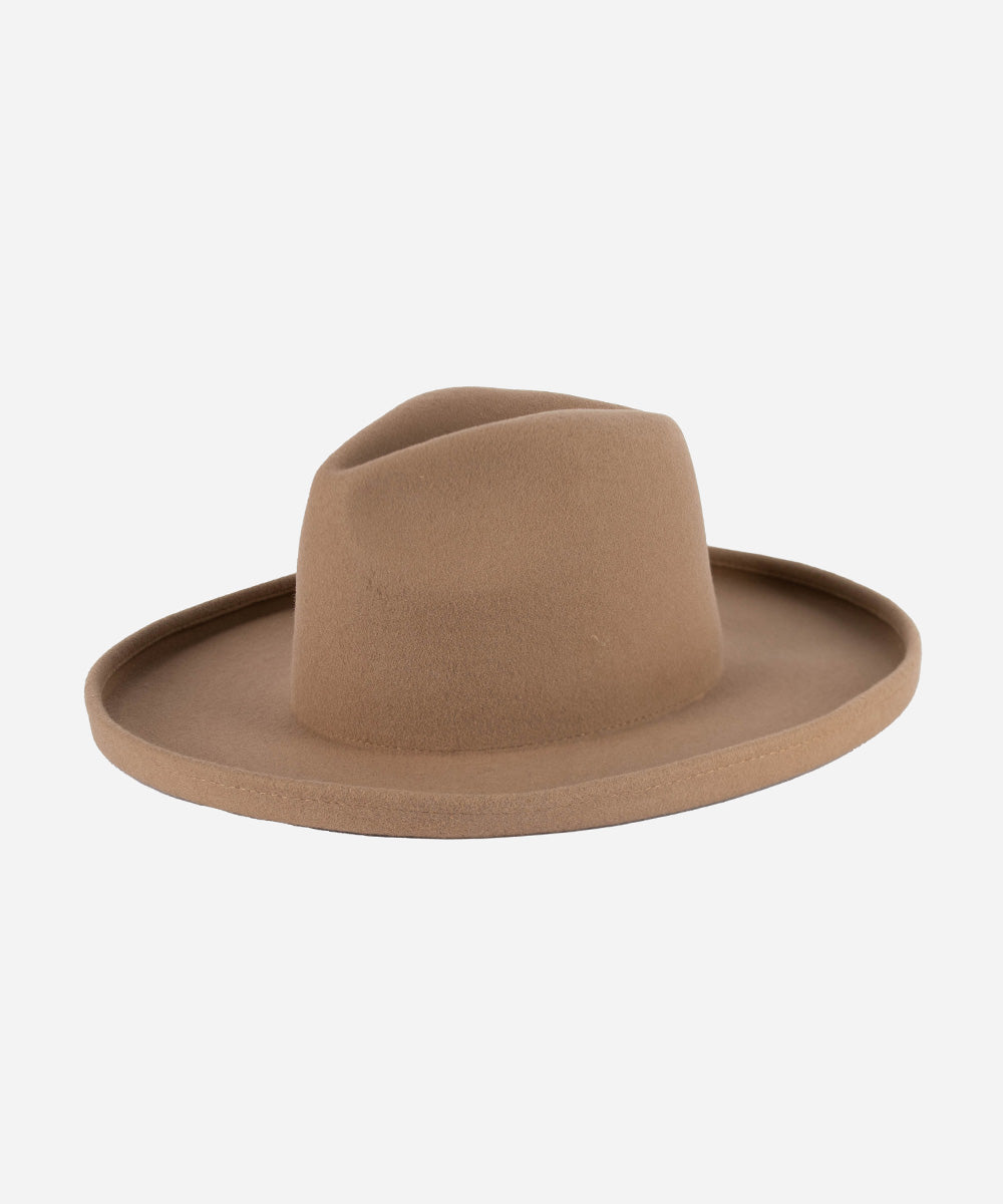 Gigi Pip felt hats for women - Maude Pencil Brim - curved crown with a stiff, wide brim with pencil rolled up edge [tan]