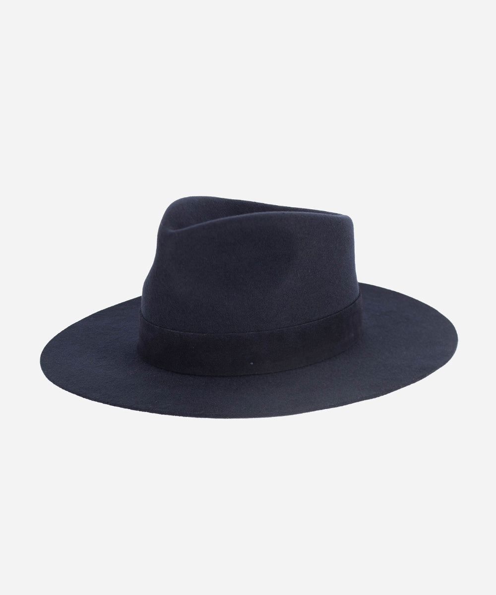 Gigi Pip felt hats for women - Miller Fedora - teardrop fedora with tall front crown and a structured flat brim [navy]