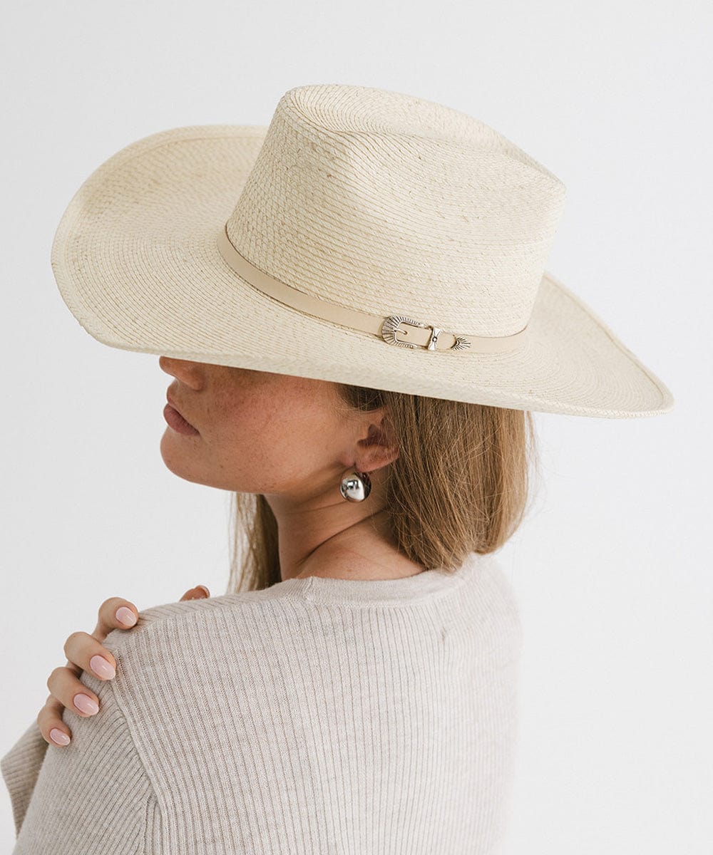 Gigi Pip straw hats for women - Millie Western Straw Hat - 100% guatemalan palm straw western style straw hat featuring an attached 100% genuine leather band [natural]