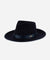 Gigi Pip felt hats for women - Monroe Rancher - fedora teardrop crown with stiff, upturned brim adorned with a tonal grosgrain band on the crown and brim [navy]