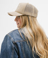 Gigi Pip trucker hats for women - National Parks Foam Trucker Hat - 100% polyester foam + mesh trucker hat with a curved brim featuring the words "National Parks" in a contrasting color as a design across the front panel [tan]