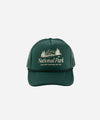 Gigi Pip trucker hats for women - National Parks Foam Trucker Hat - 100% polyester foam + mesh trucker hat with a curved brim featuring the words "National Parks" in a contrasting color as a design across the front panel [forest green]