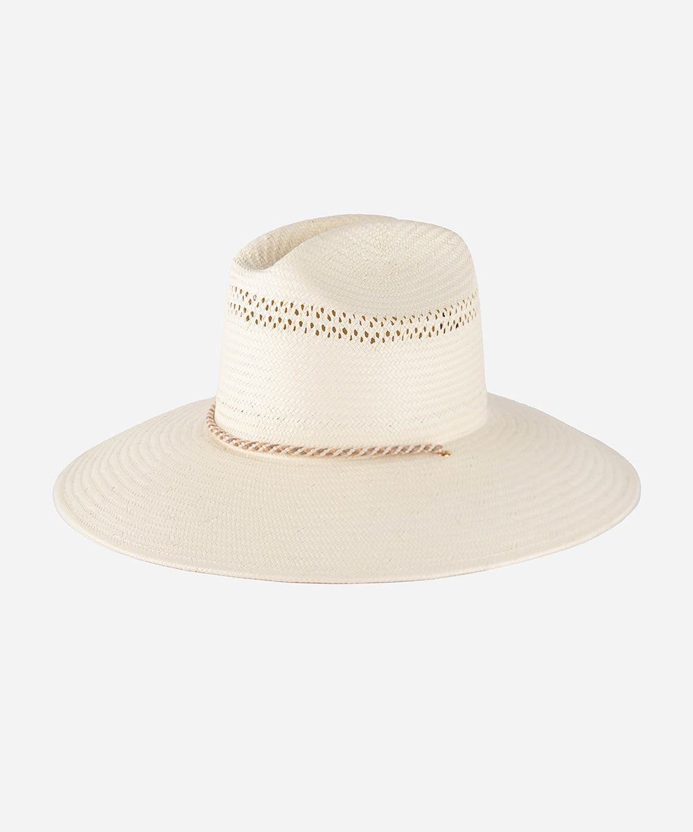 Gigi Pip straw hats for women - Opal Lifeguard Hat - paper straw + canvas wide brim lifeguard hat feautring woven venting on the crown + an adjustable chinstrap [cream]